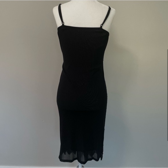 Elegant Black Beaded Gatsby Evening Dress 1920s Flapper Art Deco Cocktail Small - Picture 2 of 15